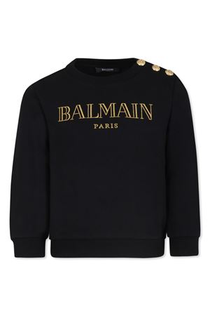 felpa in cotone nero BALMAIN PARIS KIDS | BV4B10Z0081930OR